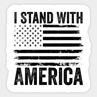 I Stand With America – Patriotic American Flag Design Sticker